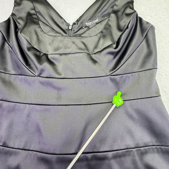 White House Black Market Dress Women's Size 10 Cocktail Black Satin Sheath - Picture 5 of 10